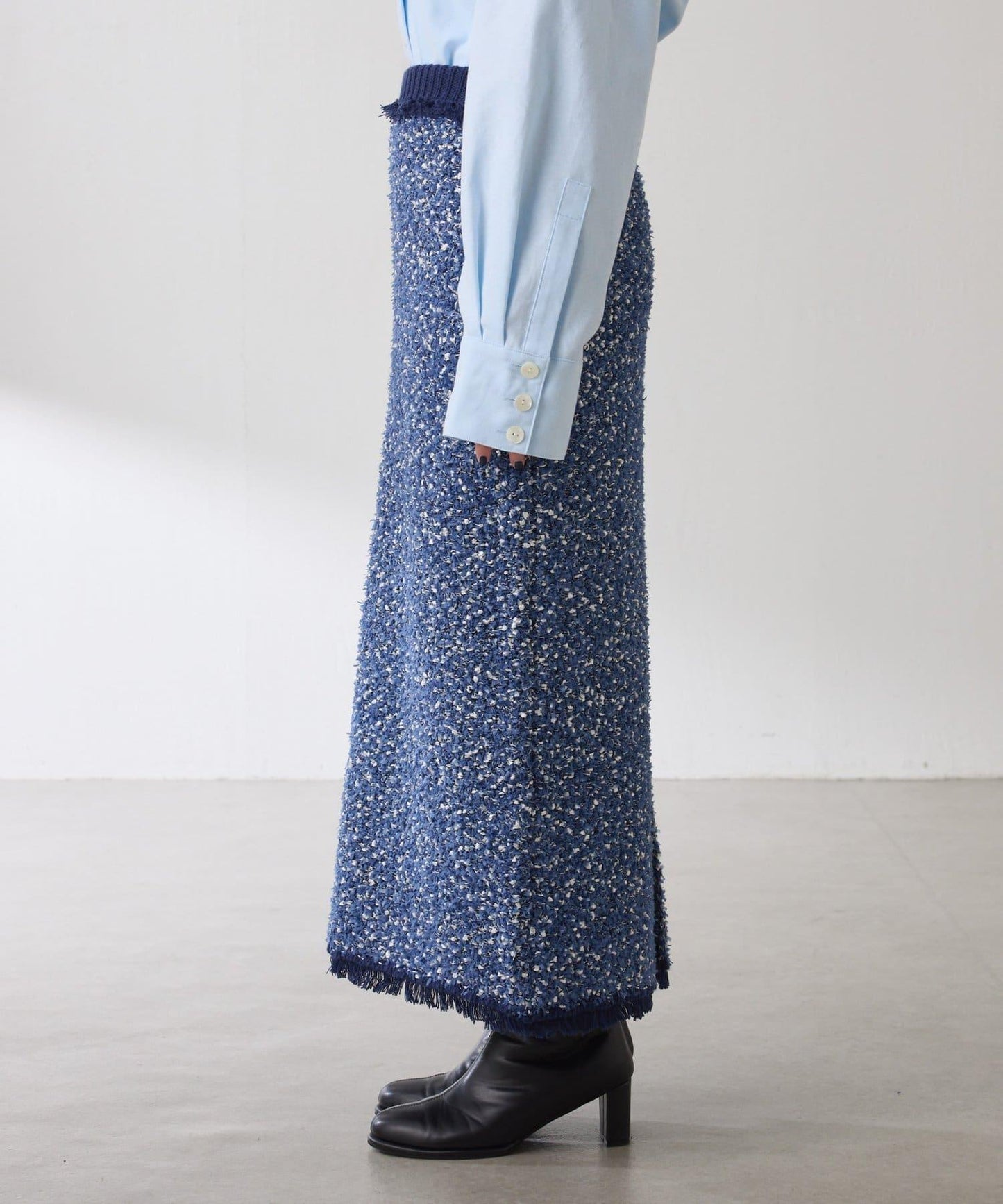 【全鬆緊腰】仿粗花呢針織半身裙/可成套搭配