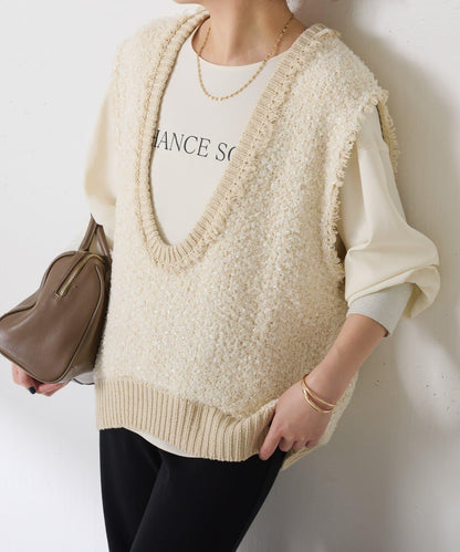 【加分單品】仿粗花呢針織馬甲