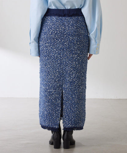 【全鬆緊腰】仿粗花呢針織半身裙/可成套搭配