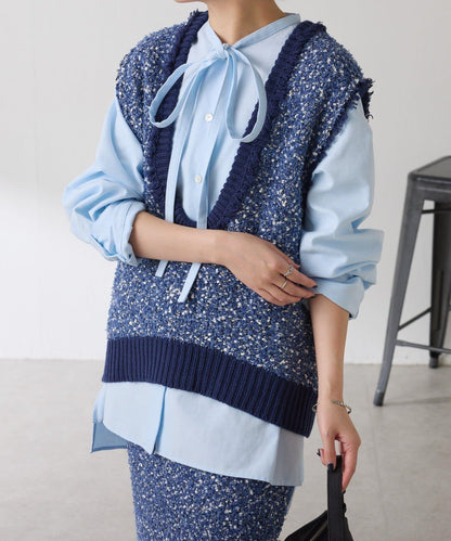 【加分單品】仿粗花呢針織馬甲