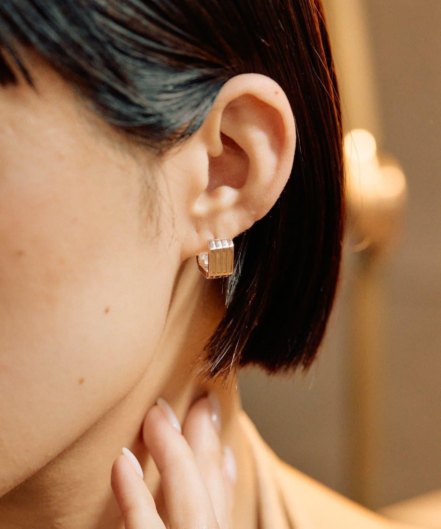 《インフルエンサーuchida企畫/スターリングシルバー》方形圈耳環