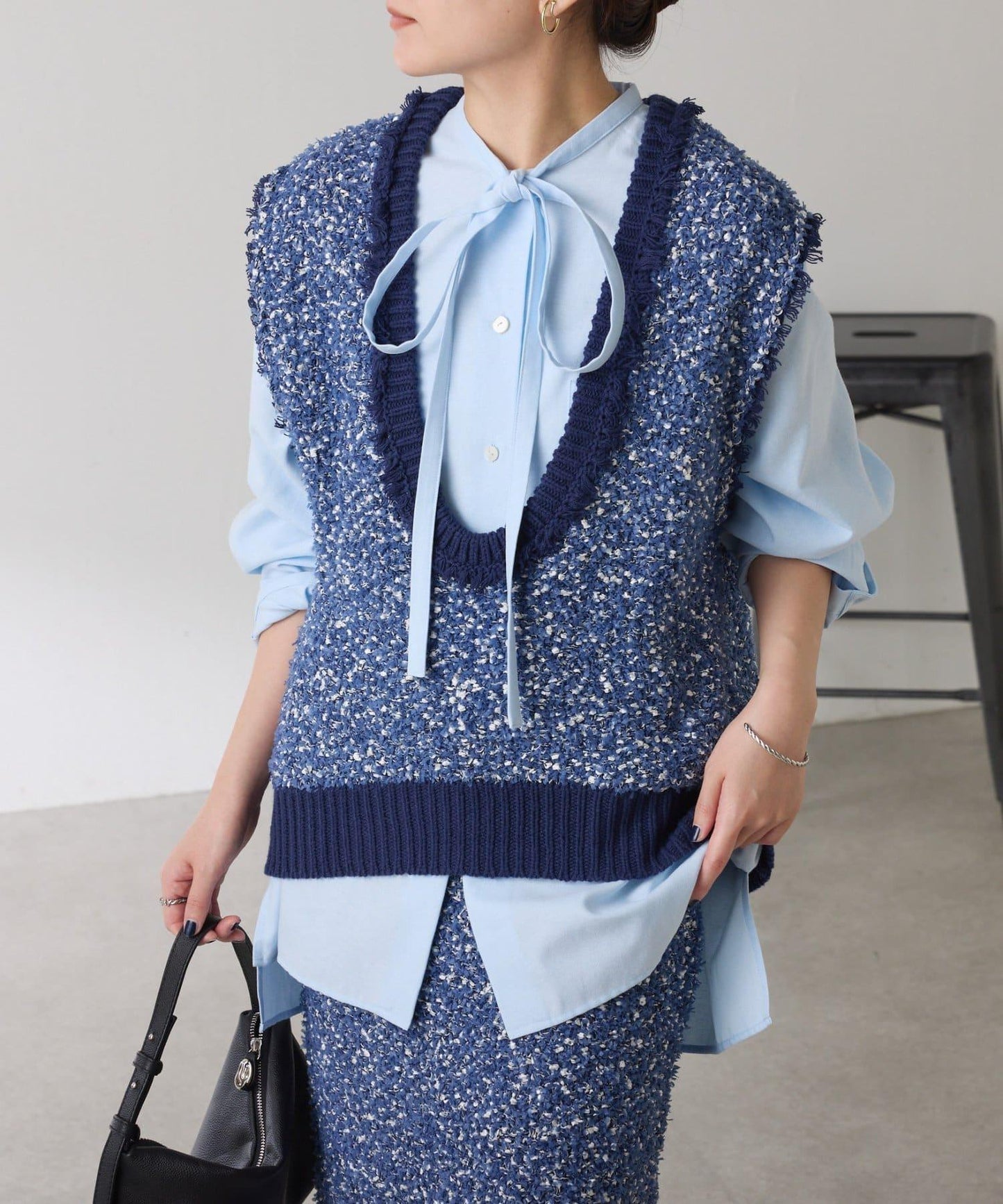 【加分單品】仿粗花呢針織馬甲