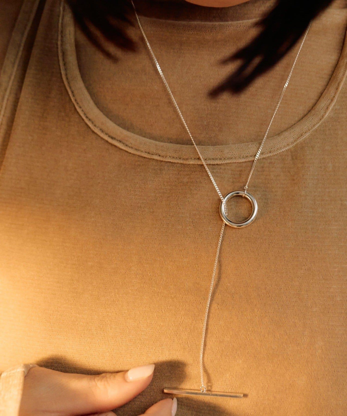 《インフルエンサーuchida企畫/スターリングシルバー》T字扣長款項鍊