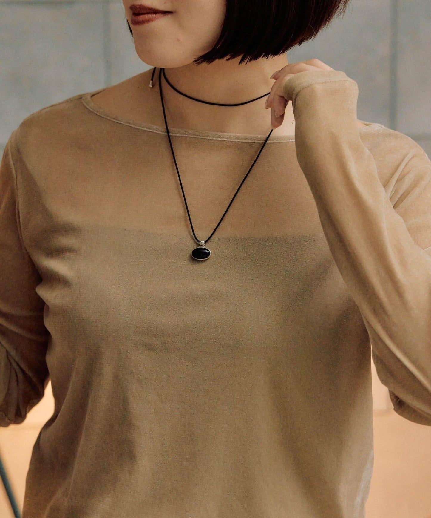 《インフルエンサーuchida企畫/スターリングシルバー》橢圓形寶石項鍊