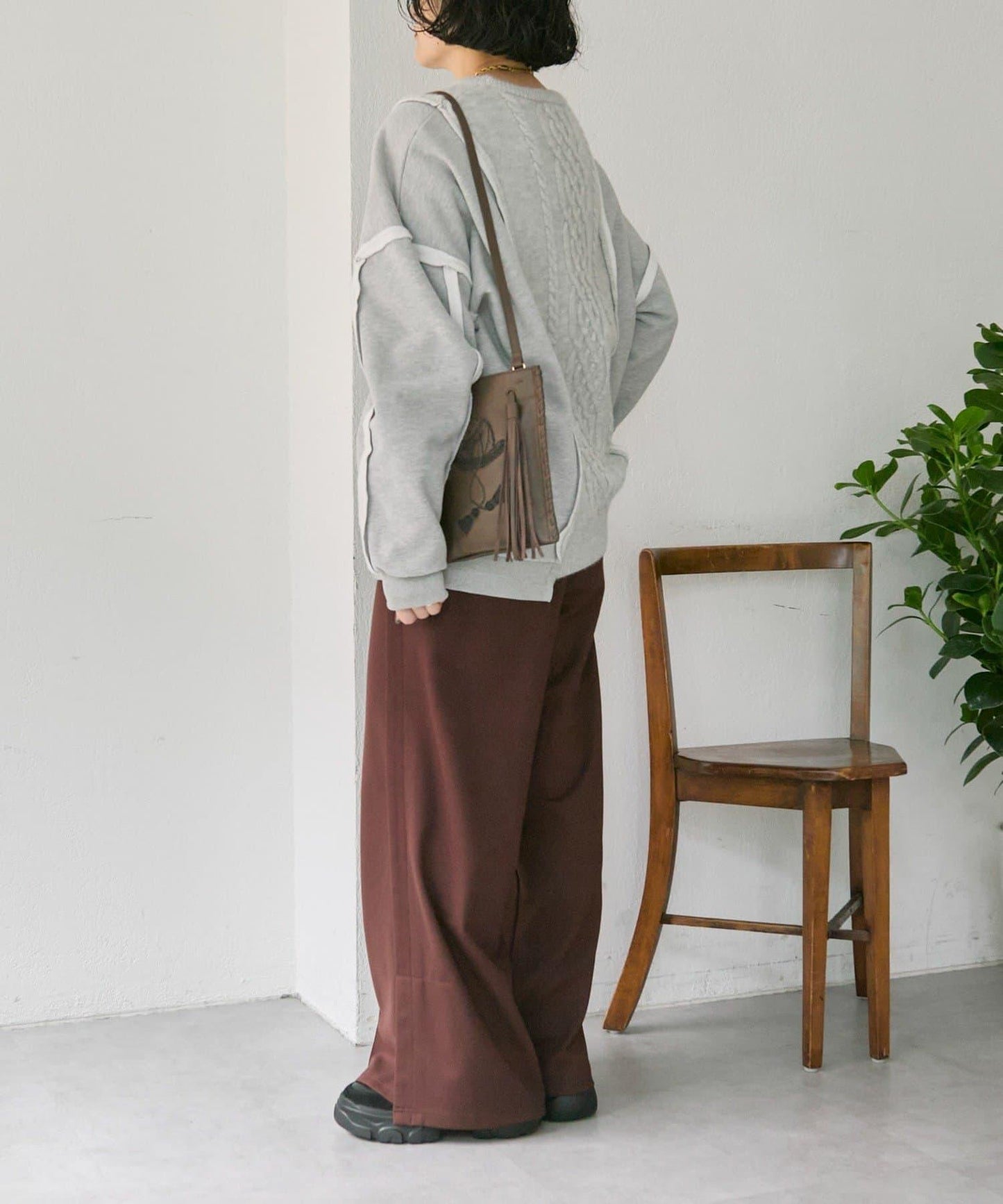 sampo×ear馬蹄形流蘇單肩包《本革/輕量150g》