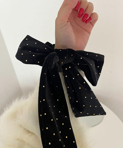 金色波點天鵝絨蝴蝶結髮繩