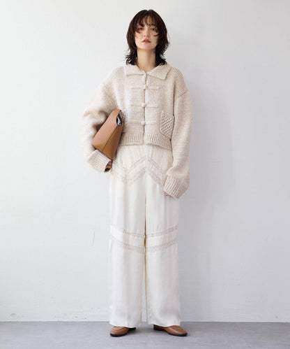 【à Nice (ア ・ニース)】褶飾蕾絲長褲