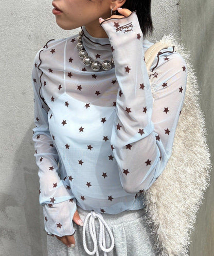 ★【HELLO.SANFRANCISCO/ハローサンフランシスコ】植絨星星圖案透視上衣