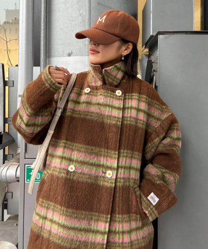 ★【HELLO.SANFRANCISCO/ハローサンフランシスコ】格紋長毛呢大衣