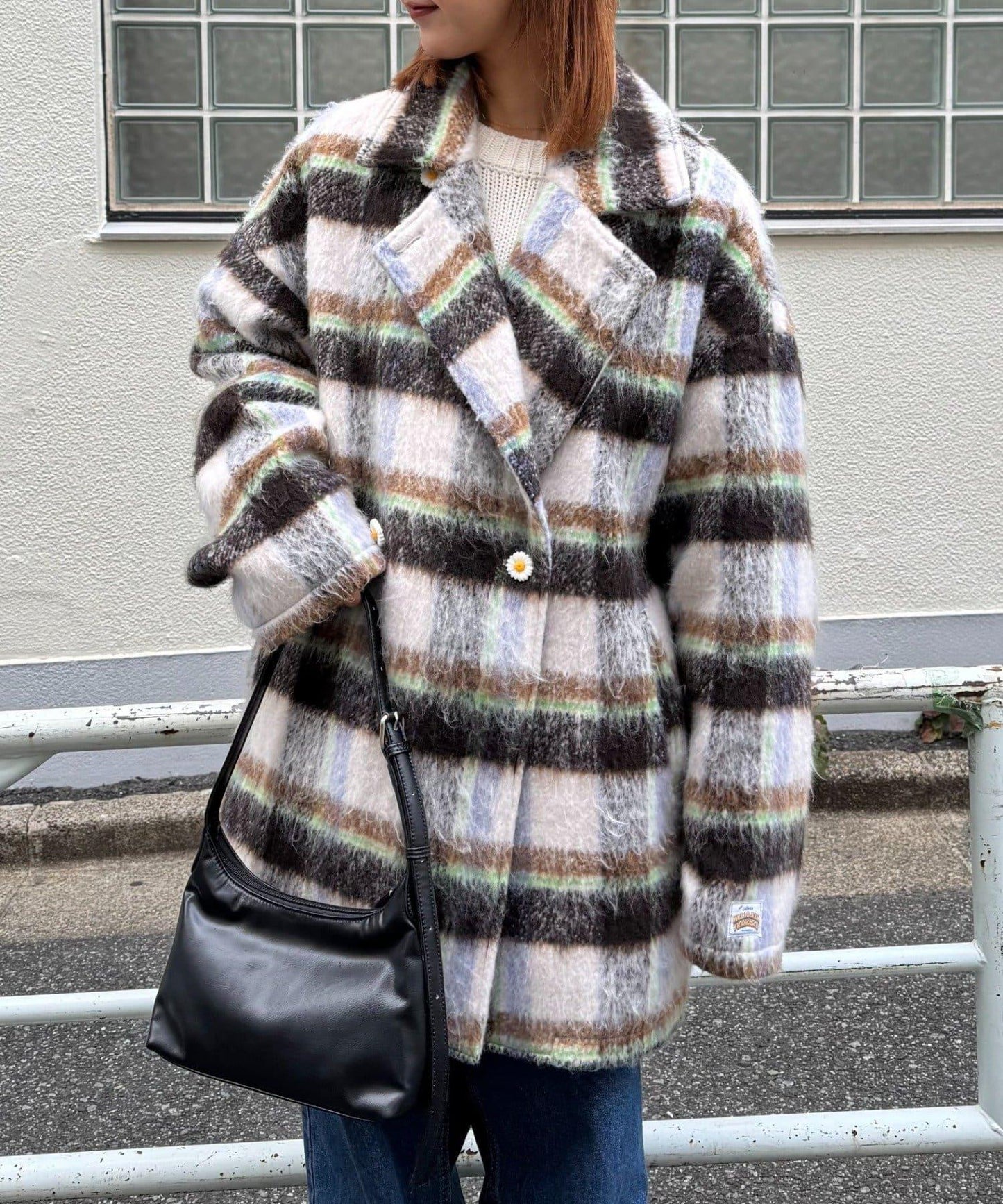 ★【HELLO.SANFRANCISCO/ハローサンフランシスコ】格紋長毛呢大衣