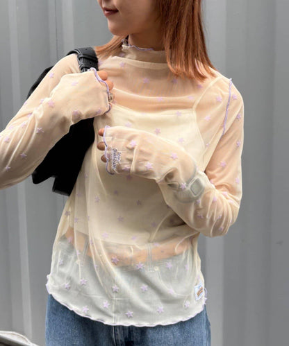 ★【HELLO.SANFRANCISCO/ハローサンフランシスコ】植絨星星圖案透視上衣