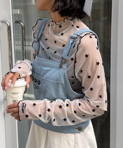 ★【HELLO.SANFRANCISCO/ハローサンフランシスコ】植絨星星圖案透視上衣