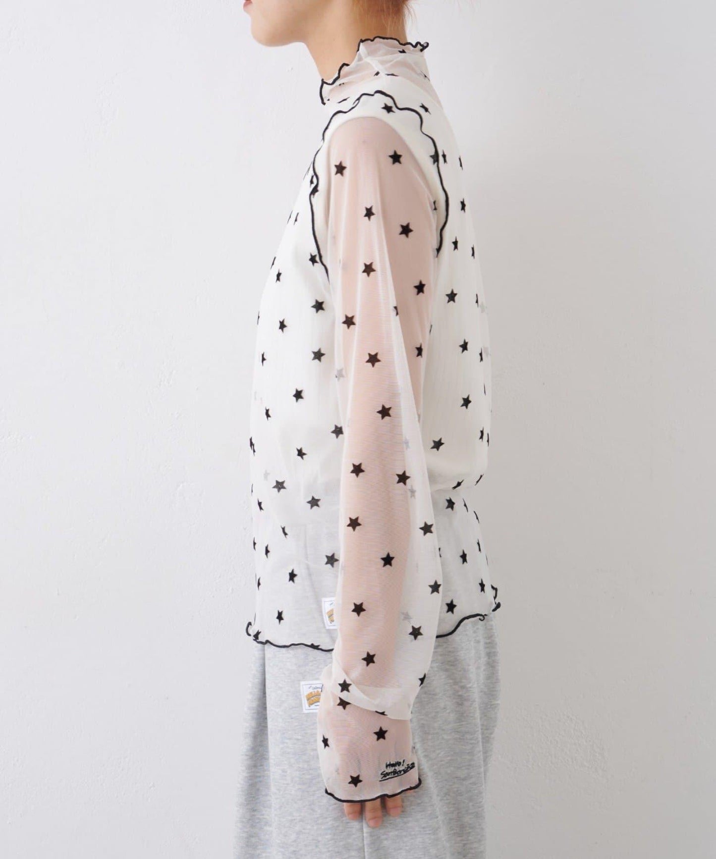 ★【HELLO.SANFRANCISCO/ハローサンフランシスコ】植絨星星圖案透視上衣