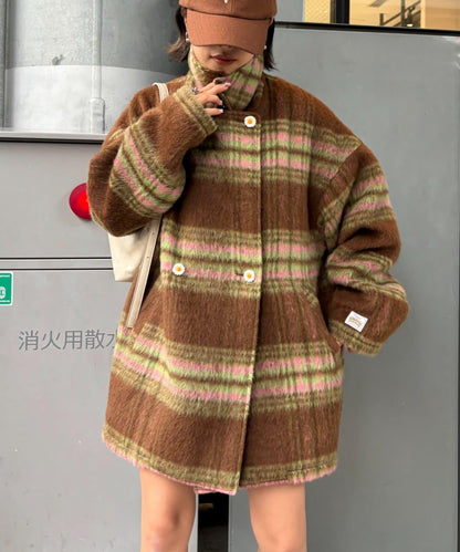 ★【HELLO.SANFRANCISCO/ハローサンフランシスコ】格紋長毛呢大衣