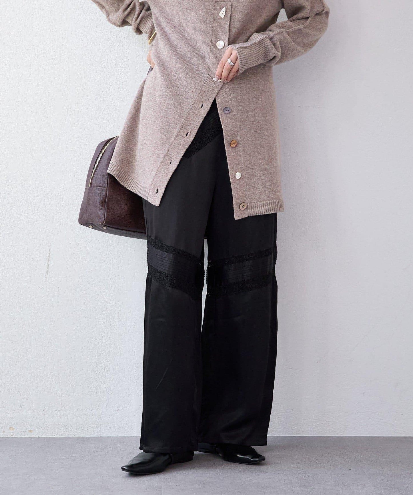 【à Nice (ア ・ニース)】褶飾蕾絲長褲