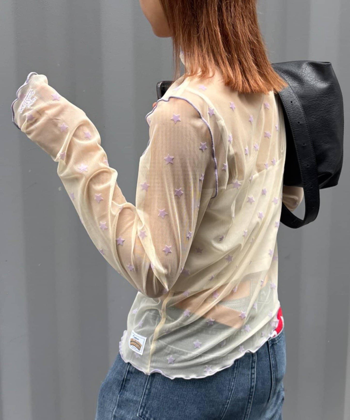 ★【HELLO.SANFRANCISCO/ハローサンフランシスコ】植絨星星圖案透視上衣