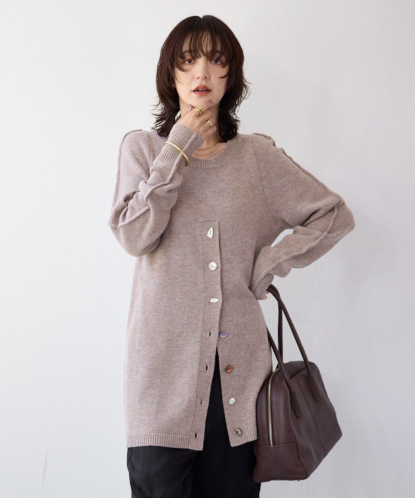 【à Nice (ア ・ニース)】開叉針織衫