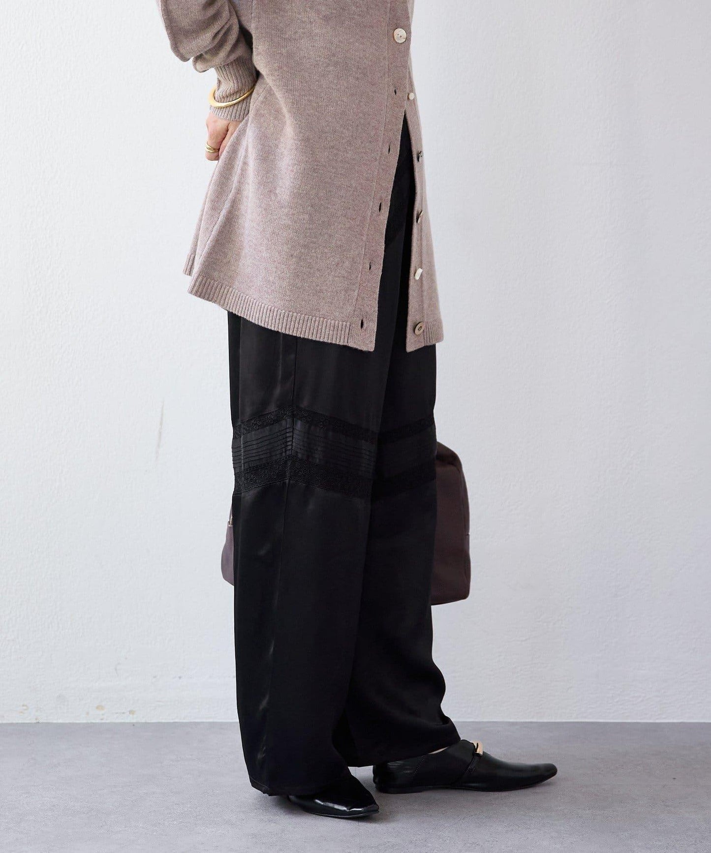 【à Nice (ア ・ニース)】褶飾蕾絲長褲