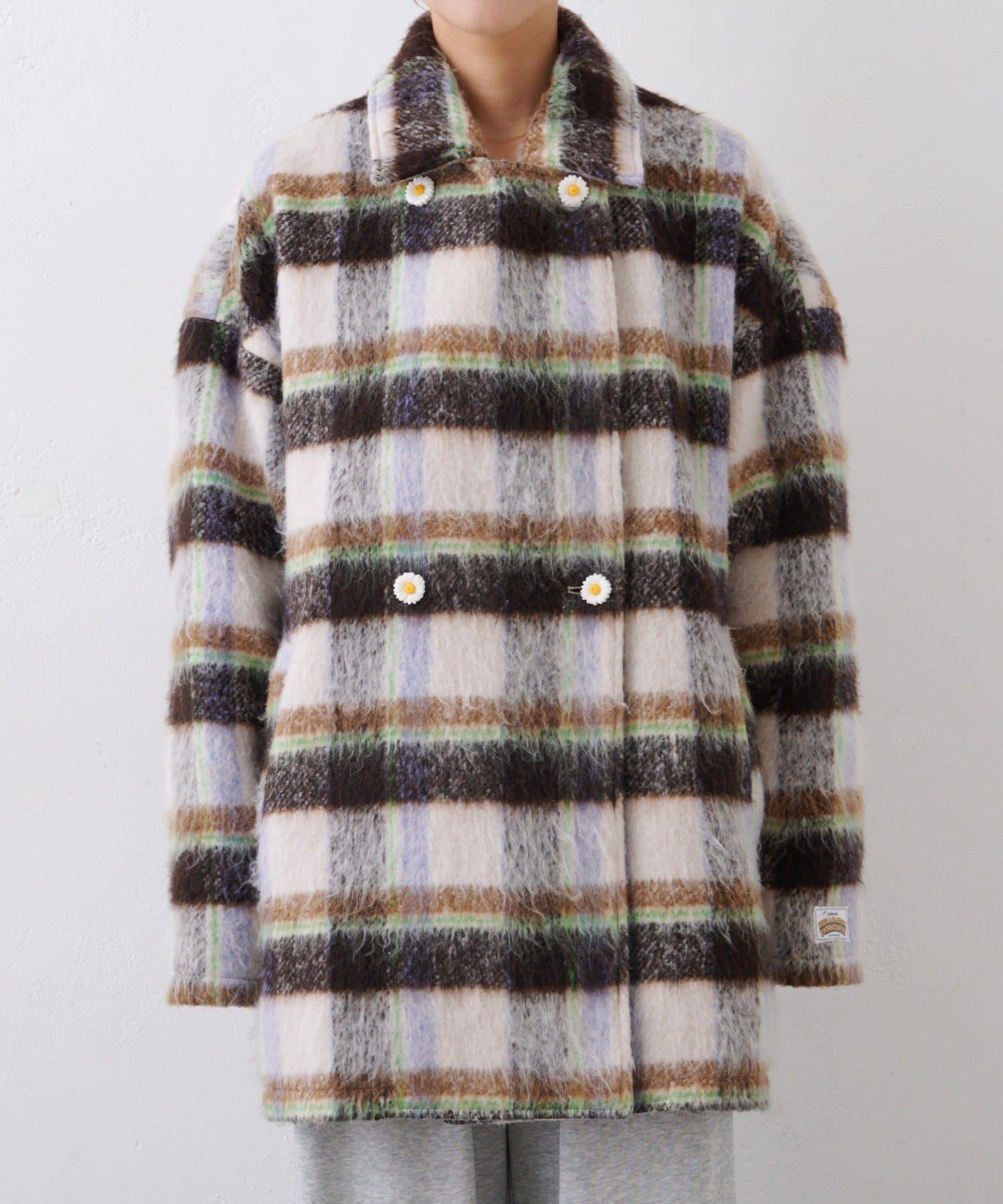 ★【HELLO.SANFRANCISCO/ハローサンフランシスコ】格紋長毛呢大衣