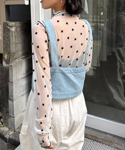 ★【HELLO.SANFRANCISCO/ハローサンフランシスコ】植絨星星圖案透視上衣