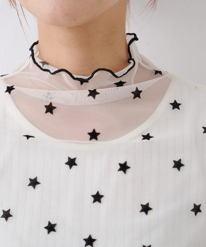 ★【HELLO.SANFRANCISCO/ハローサンフランシスコ】植絨星星圖案透視上衣