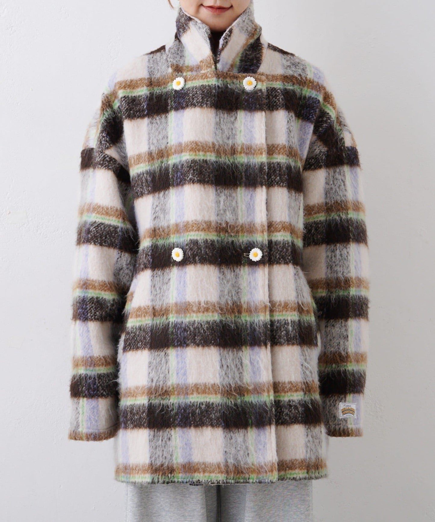 ★【HELLO.SANFRANCISCO/ハローサンフランシスコ】格紋長毛呢大衣