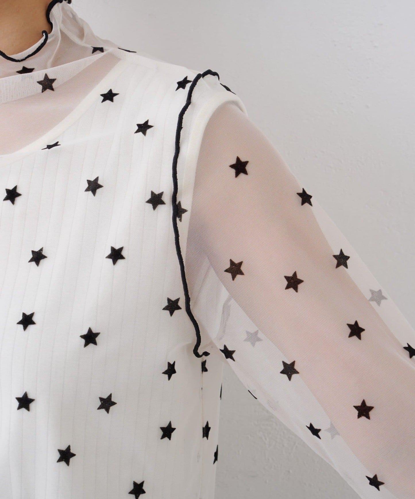 ★【HELLO.SANFRANCISCO/ハローサンフランシスコ】植絨星星圖案透視上衣