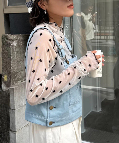 ★【HELLO.SANFRANCISCO/ハローサンフランシスコ】植絨星星圖案透視上衣