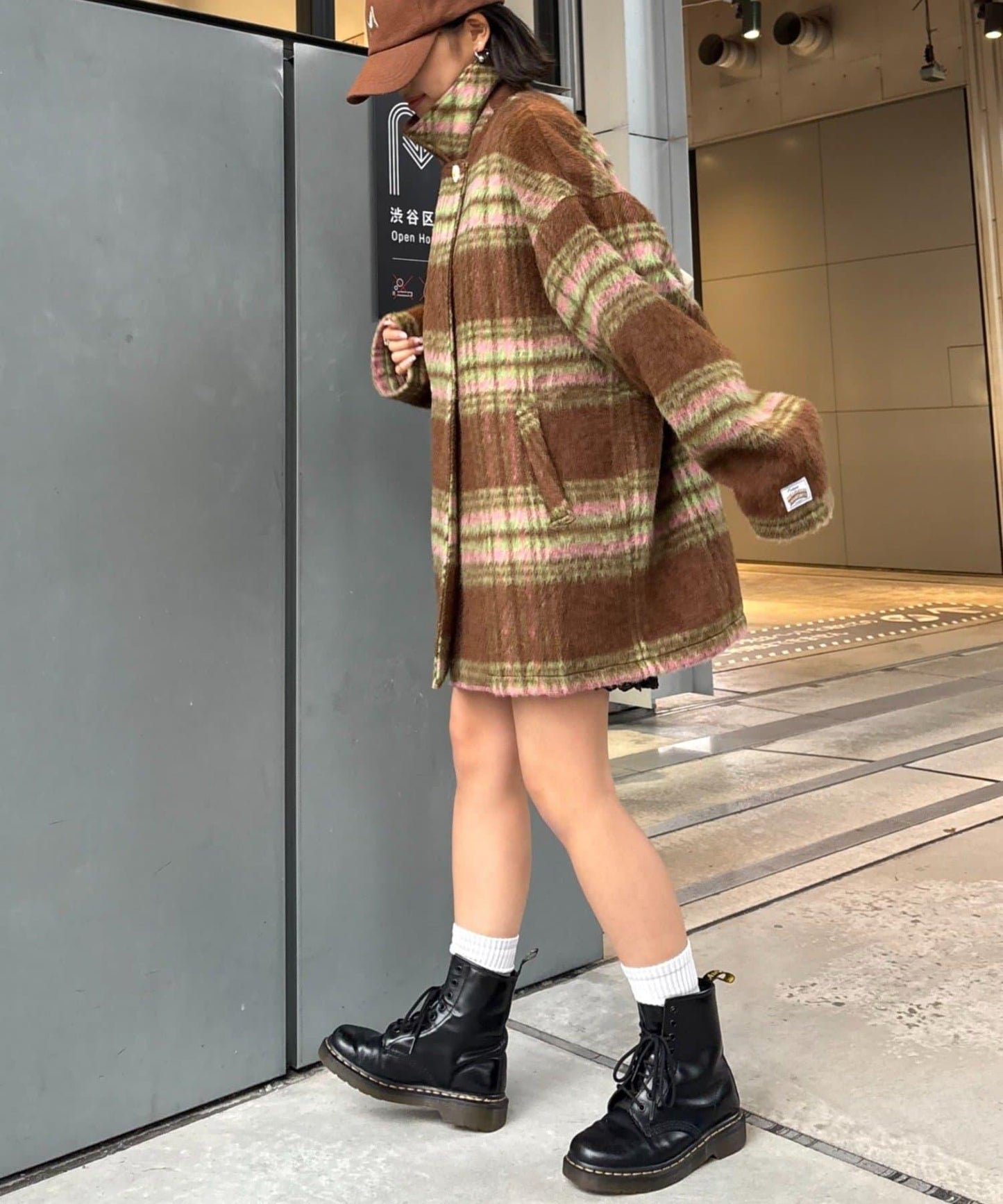 ★【HELLO.SANFRANCISCO/ハローサンフランシスコ】格紋長毛呢大衣