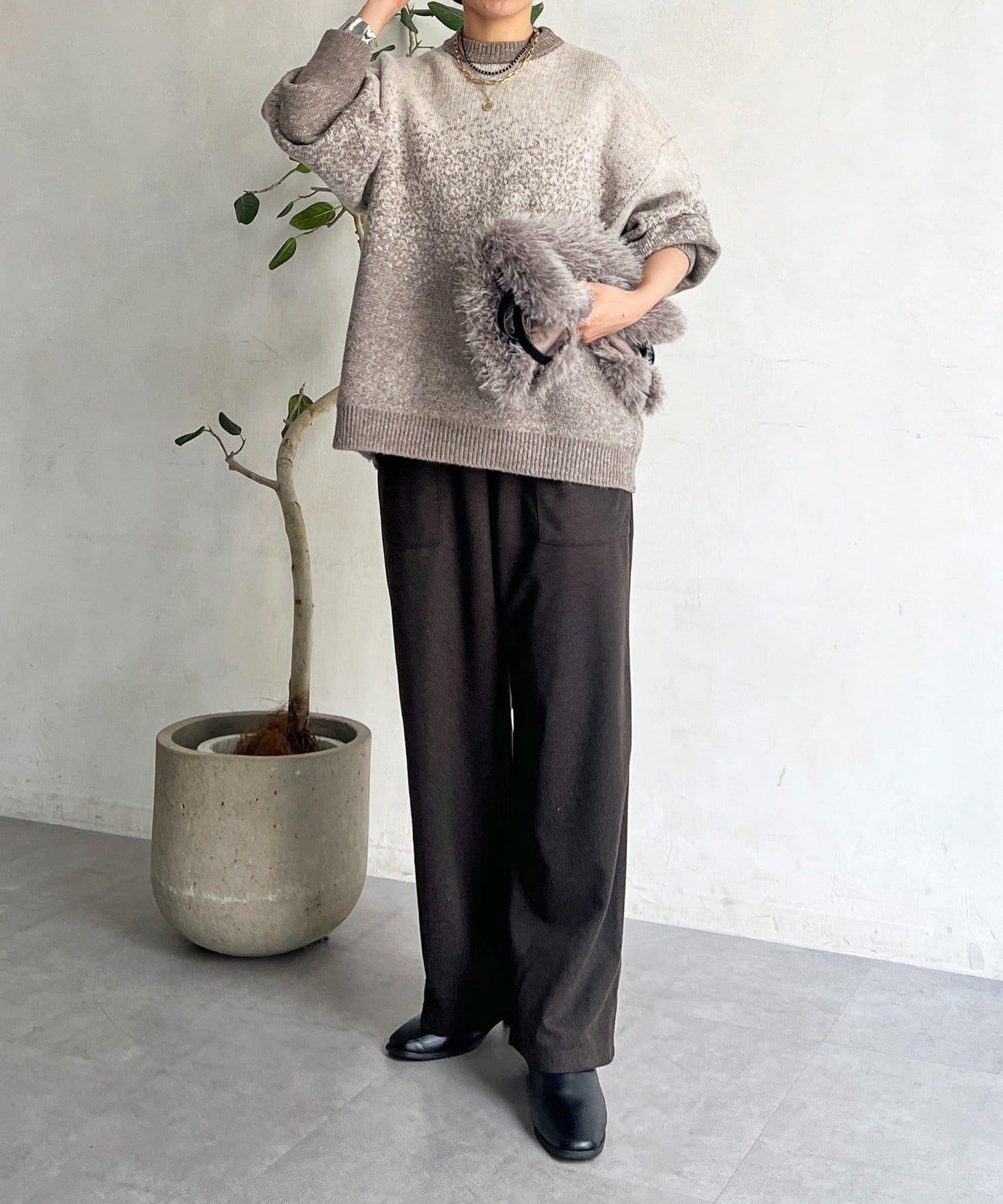 漸變色長款套頭衫