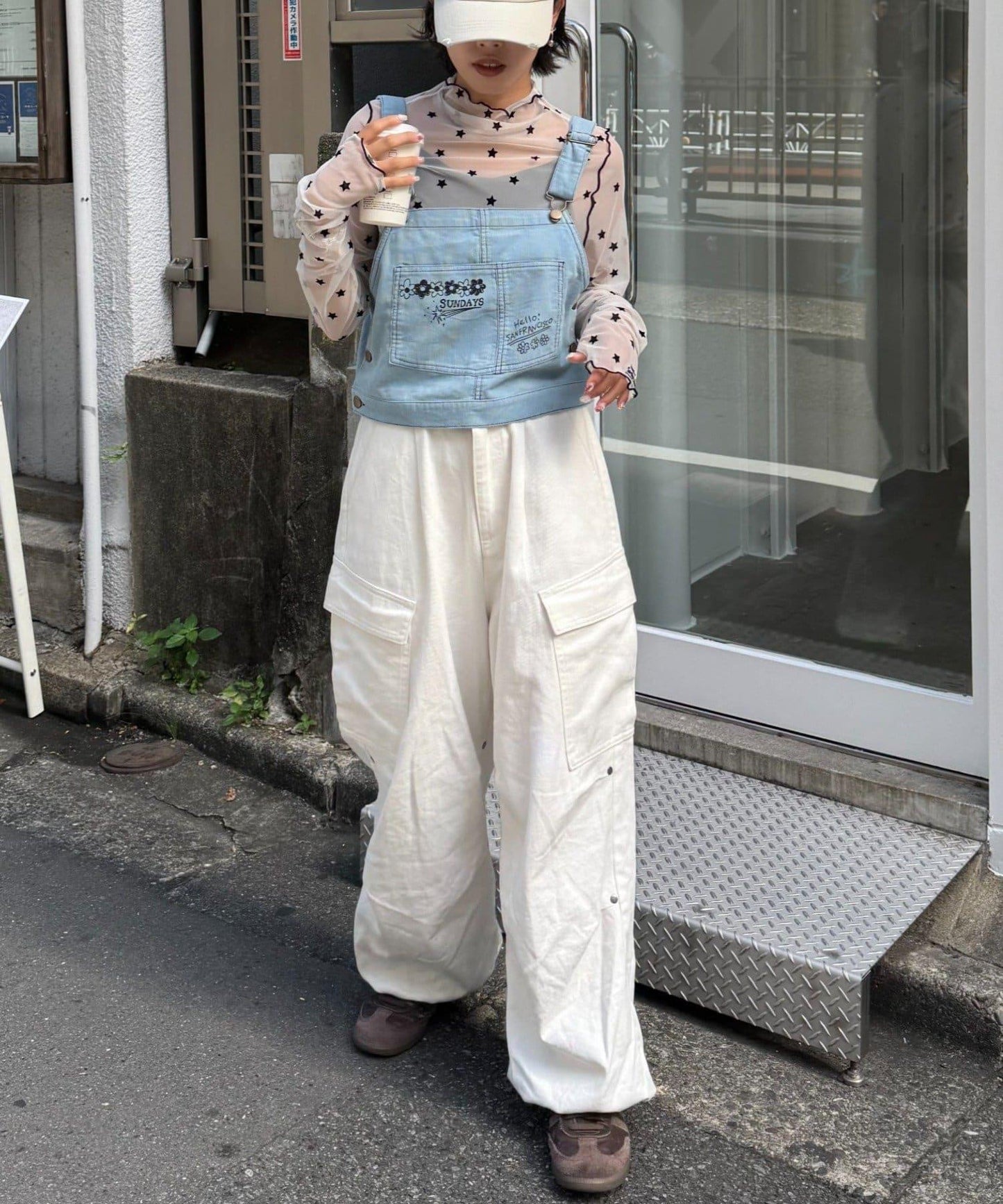 ★【HELLO.SANFRANCISCO/ハローサンフランシスコ】植絨星星圖案透視上衣