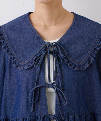 ★【HELLO.SANFRANCISCO/ハローサンフランシスコ】帶領雛菊刺繡牛仔襯衫