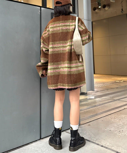 ★【HELLO.SANFRANCISCO/ハローサンフランシスコ】格紋長毛呢大衣