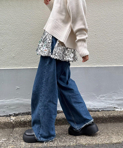 ★【HELLO.SANFRANCISCO/ハローサンフランシスコ】多功能亮片裹身半身裙