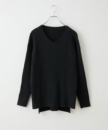 relax羅紋V領針織衫