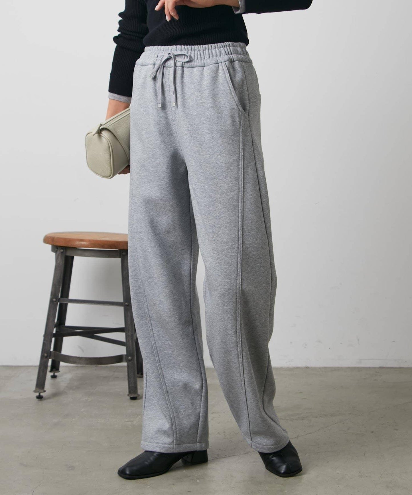 內刷毛抓絨拼接休閒褲