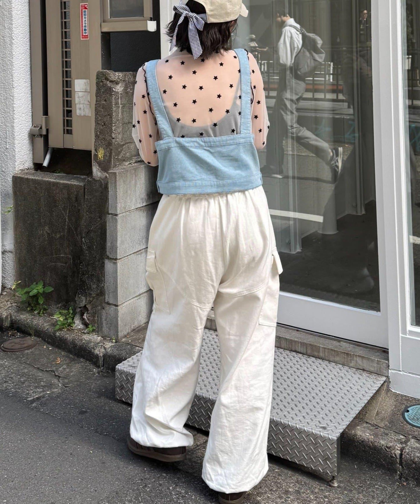 ★【HELLO.SANFRANCISCO/ハローサンフランシスコ】植絨星星圖案透視上衣