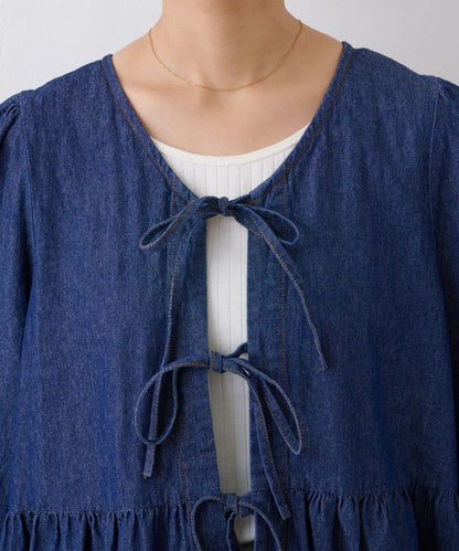 ★【HELLO.SANFRANCISCO/ハローサンフランシスコ】帶領雛菊刺繡牛仔襯衫