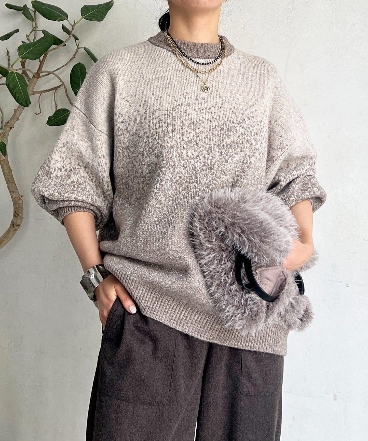 漸變色長款套頭衫