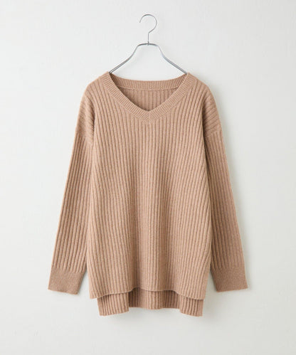 relax羅紋V領針織衫