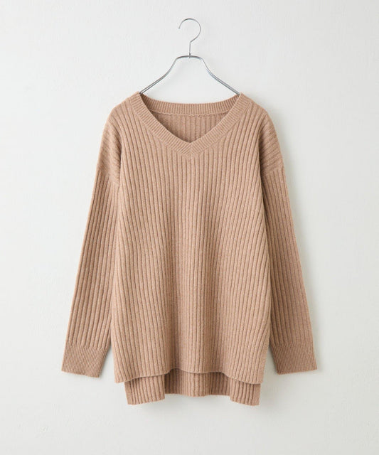 relax羅紋V領針織衫