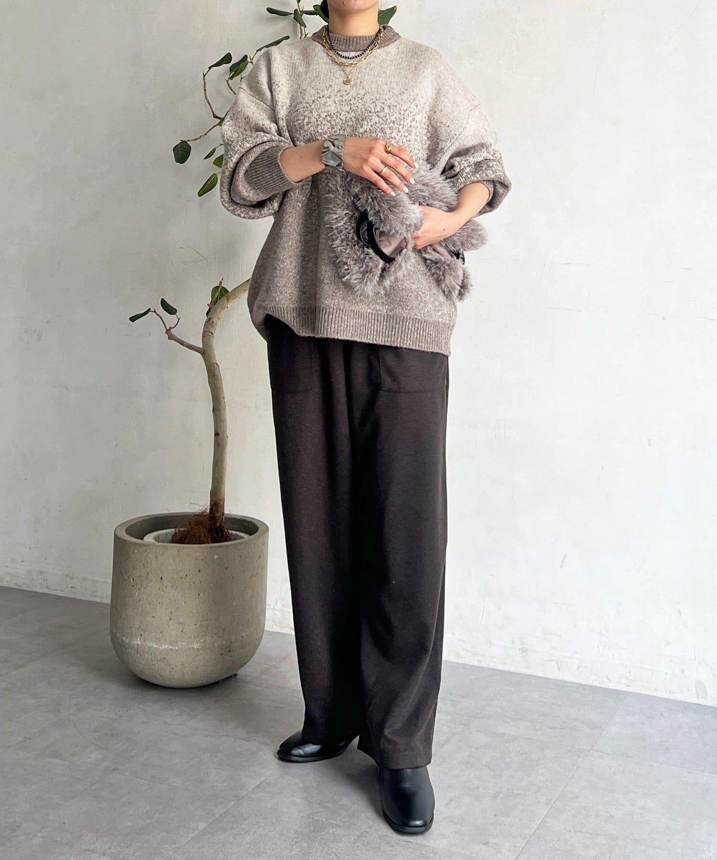 漸變色長款套頭衫