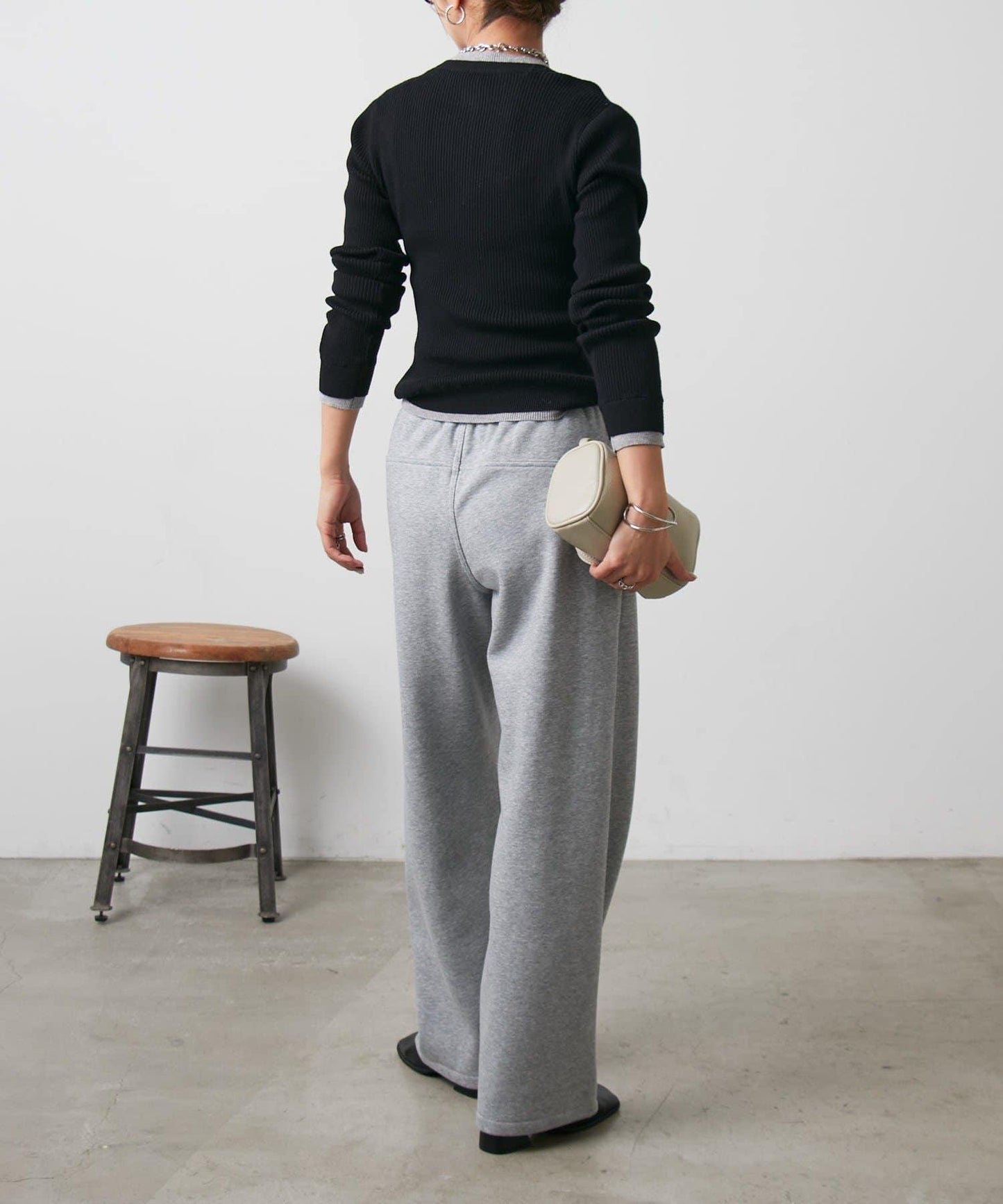 內刷毛抓絨拼接休閒褲