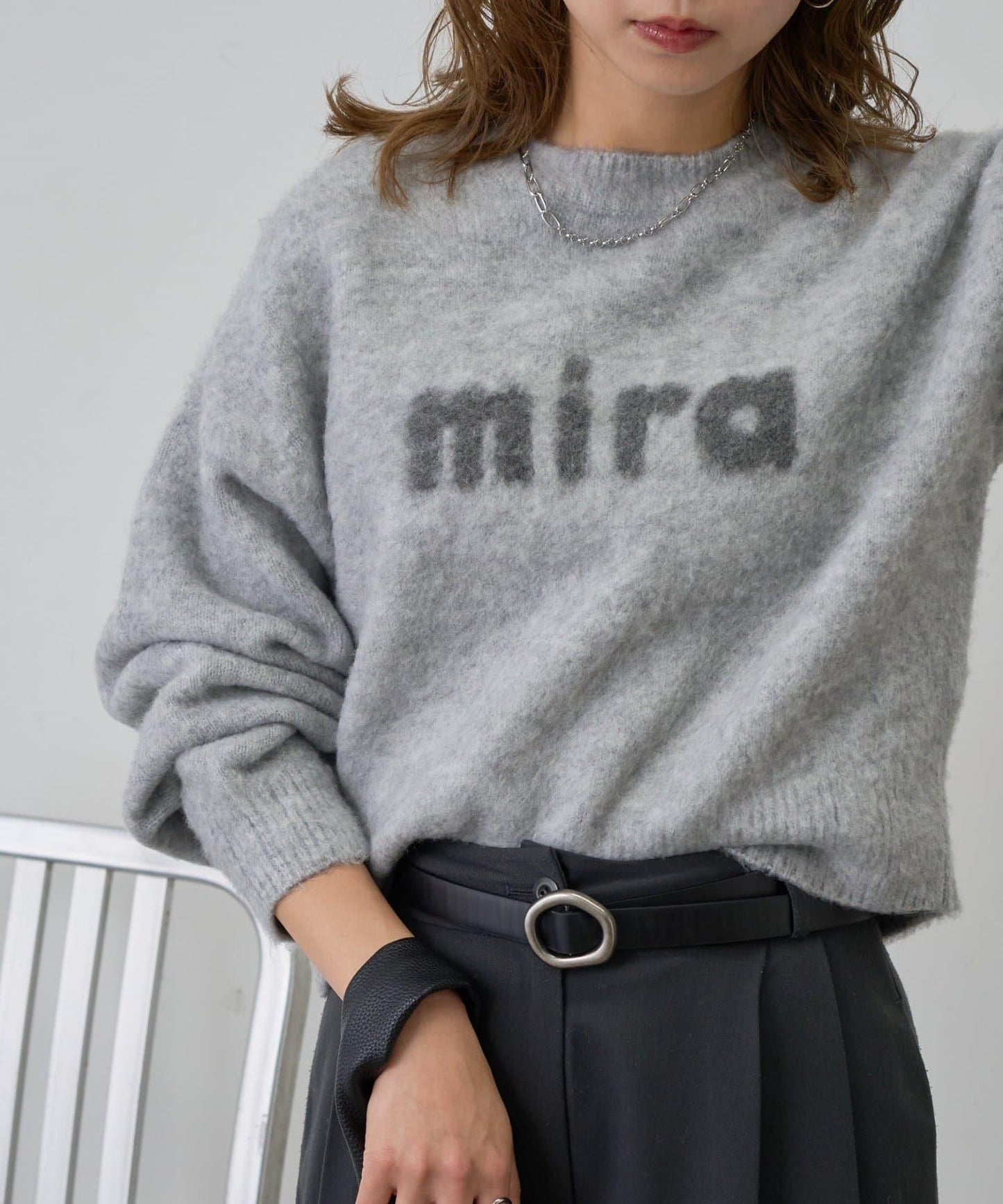 mira標誌提花針織套頭衫