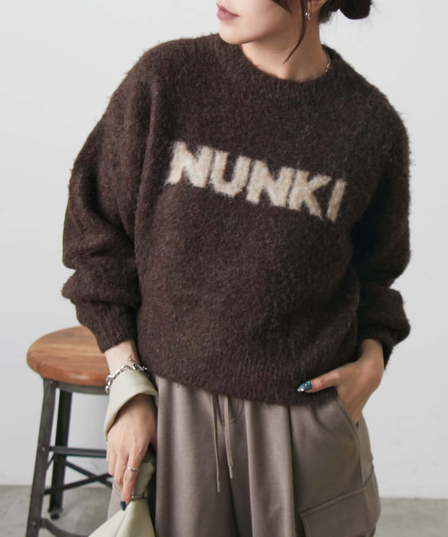 NUNKI標誌提花針織套頭衫