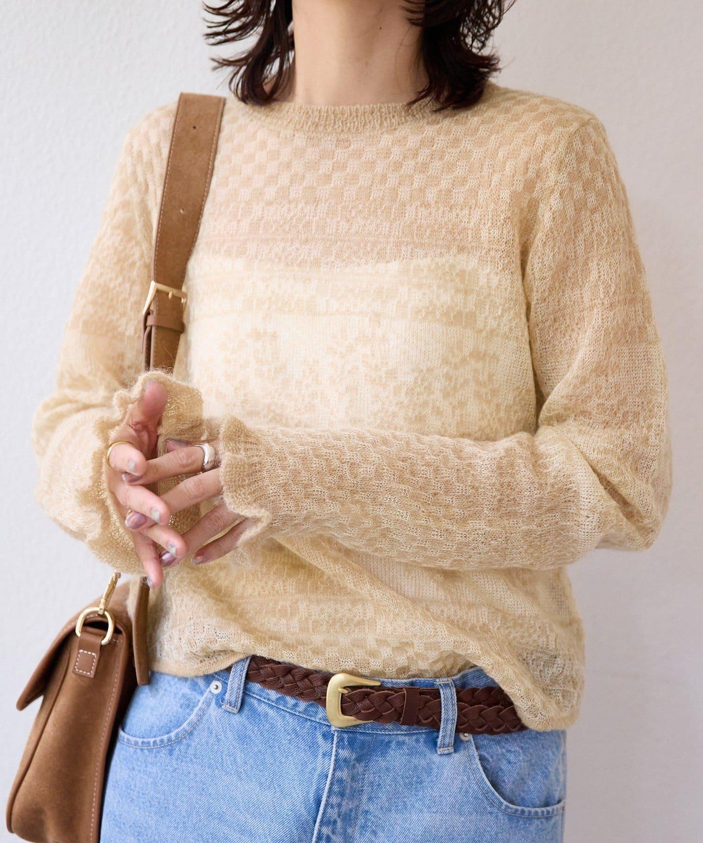 【à Nice (ア ・ニース)】馬海毛提花針織衫