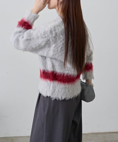 前後兩穿拼色長毛絨套頭衫