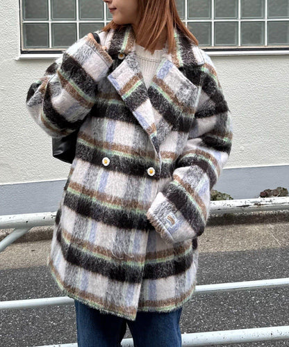 ★【HELLO.SANFRANCISCO/ハローサンフランシスコ】格紋長毛呢大衣