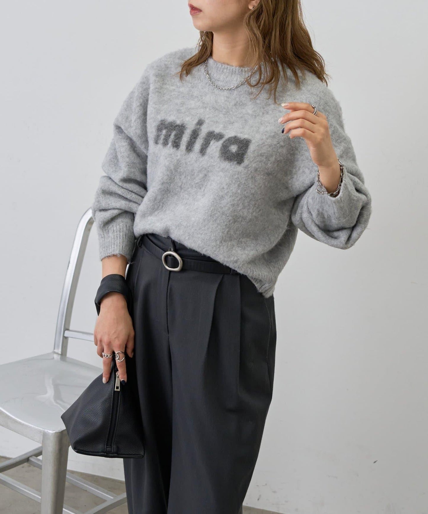 mira標誌提花針織套頭衫