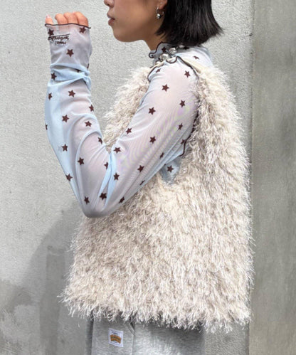 ★【HELLO.SANFRANCISCO/ハローサンフランシスコ】植絨星星圖案透視上衣